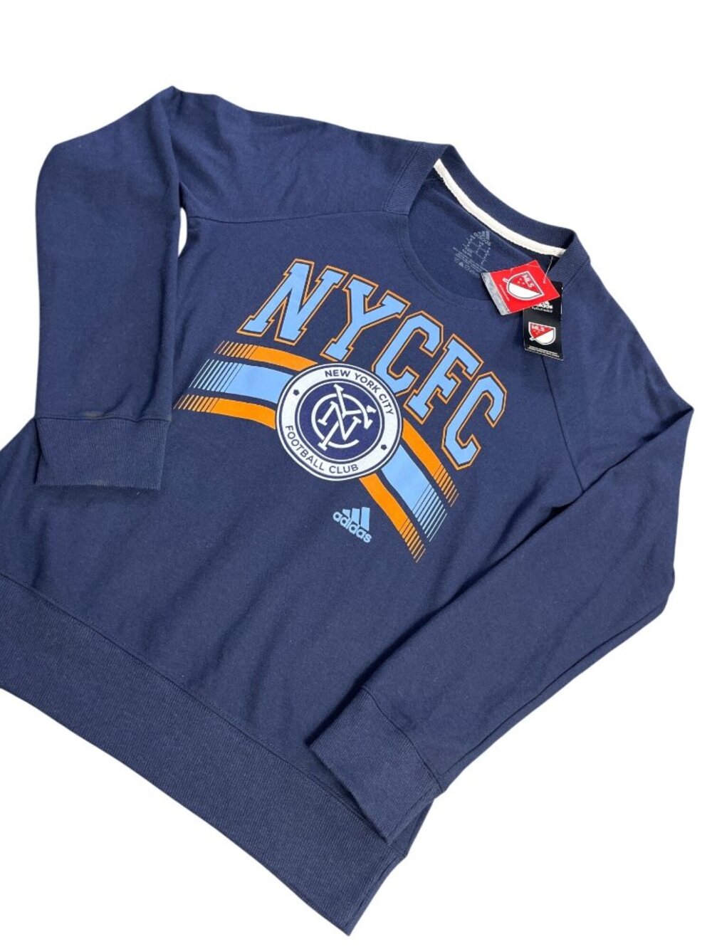 Adidas NYCFC MLS Navy Sweatshirt Small Mens Long Sleeve Cotton Blend